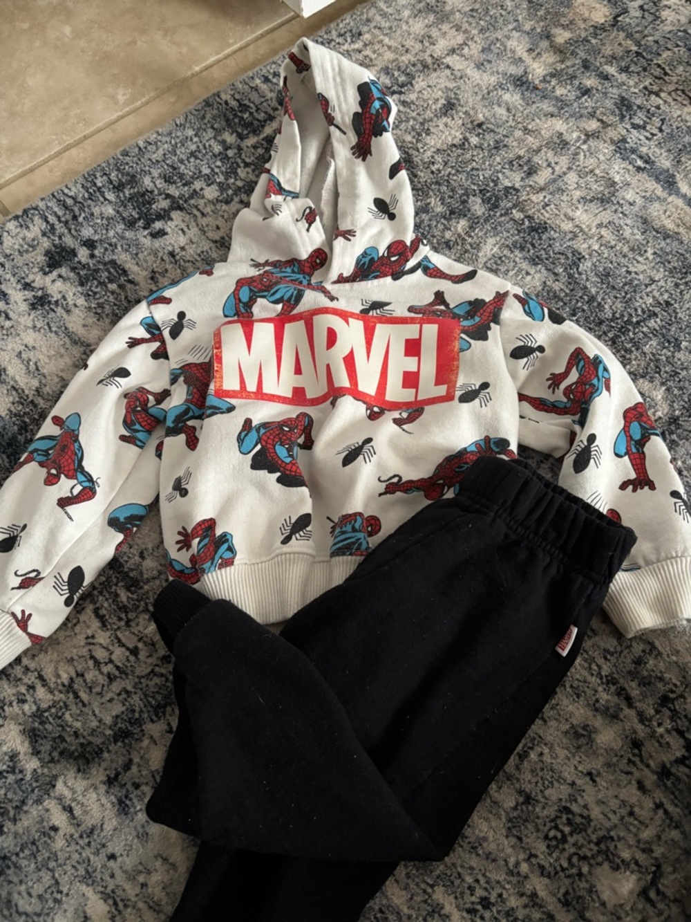 Marvel White, Red & Blue Spider-Man Pullover Hoodie for Kids